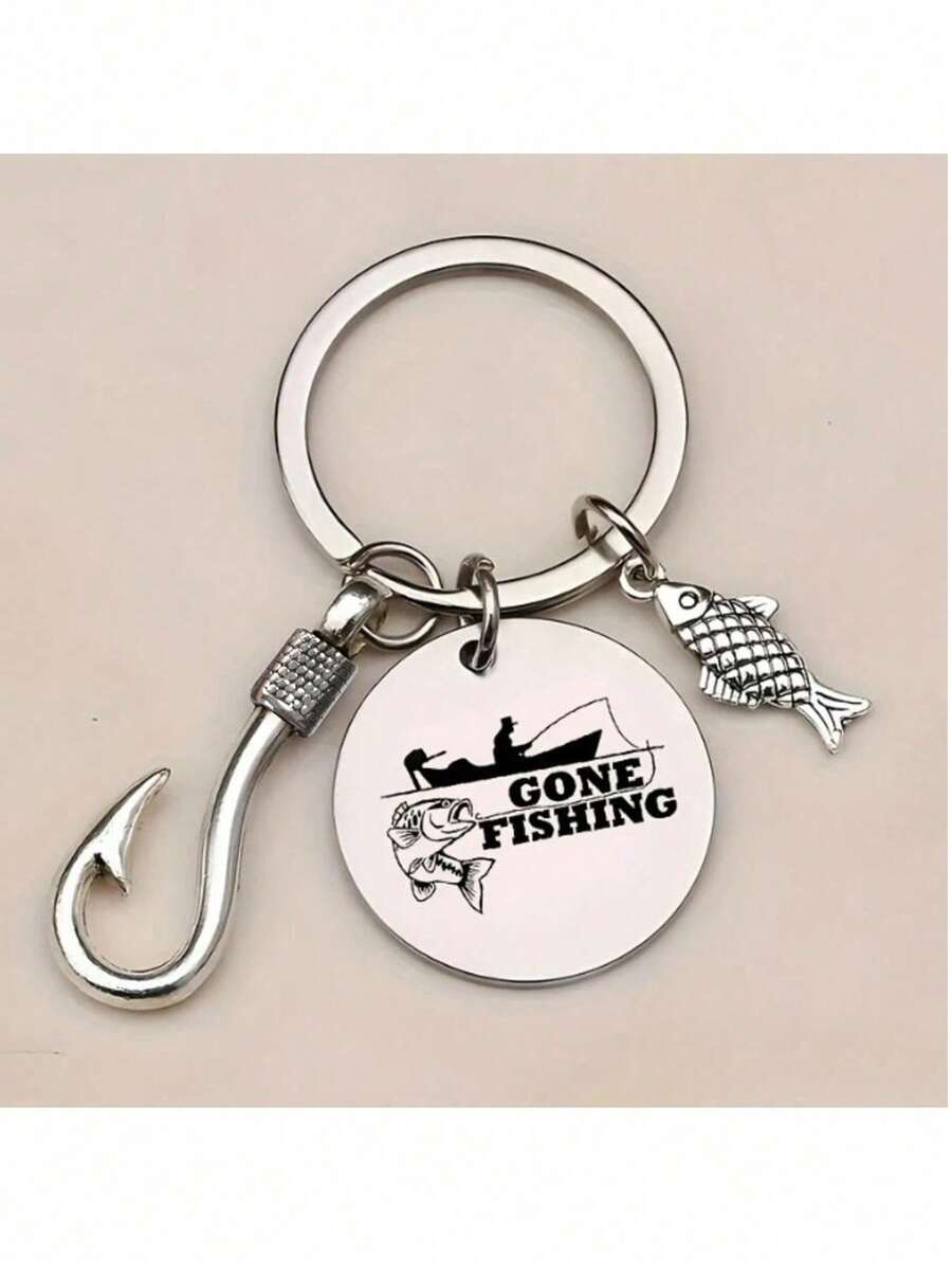 Fish Shaped Keychain - Fashionable Multifunctional Fish Hook Keyring | Fishing Gift And Cool Fishing Gear | Coffee Bead Decor Simple And Exquisite | Suitable For Backpack/Car Keys/Fishing Rod Decoration Bag Accessories Lanyards With Id Holder Car Accessories Bag Charms Christmas - Multicolor - View 1