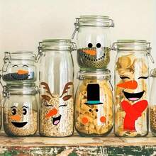 300pcs Snowman Face Sticker Set - Reusable PVC Decals For Fridge, Party Favors & Home Decor | Assorted Colors, Perfect For Winter, New Year