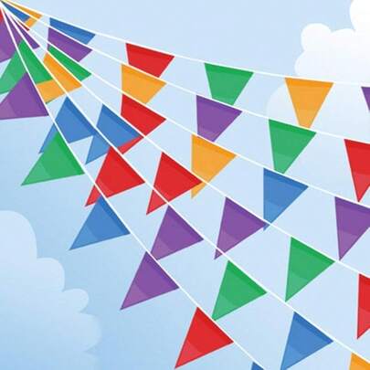 DOJoykey 985ft Bunting Flags, 450pcs Large Flags Multicolor Fabric Pennant Bunting Outdoor Garland Mother's Day Birthday Wedding Garden Street Home Decoration