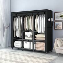 1pc Portable Wardrobe - 3 Hanging Sections, Moisture-Proof & Dustproof Non-Woven Fabric - Easy Assemble Closet, Multi-Layer Storage Cabinet - Grey - View 1