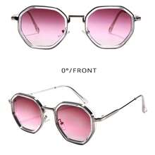 نظارات جديدة بإطار صغير ذو شكل متعدد الأوجه عصرية، ذات معبد معدني مصمم بسيط وشامل، مناسبة للارتداء اليومي وحفلات العطلات