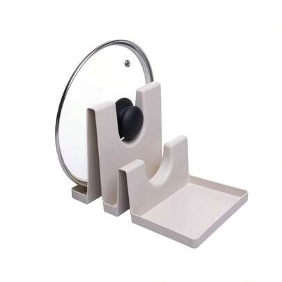 Descanso para Tampas e Utensílios de Bambu e PP 22cm x 14cm x 14,5cm - Lyor