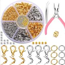 420pcs/Box Gold & Silver Tone Jumpring, Lobster Clasp, Crimp Beads, Optional 1pc Plier, 1pc Tweezer, DIY Jewelry Making Supplies - Multicolor - View 7