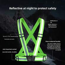 1 件高能见度反光安全背心，适用于跑步和夜间骑行 - 可调节肩带，时尚摩托车设计，带反光臂带 - 弱光条件下，增强能见度，黑色，夜间骑行装备，时尚设计，耐用结构 - 黑色 - 查看 3