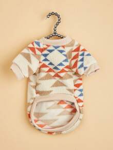 EOO 1 Stück Herbst/Winter Plüsch Haustier Sweatshirt, geometrisches Muster, geeignet für Katzen und Hunde, modische Haustierkleidung