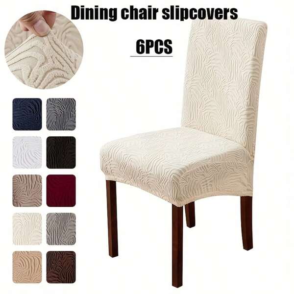 6 Piezas Funda de silla de terciopelo de zorro plateado - Una funda de silla suave y cómoda para sillas de comedor, una funda de muebles de fácil instalación, lavable a máquina, decoración del hogar lujosa y de moda, adecuada para comedores, salas de estar, banquetes, hoteles, locales y otros lugares