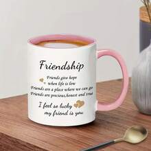 1pc Best Friend Tea Mug - I'm Lucky My Friend Is You - 11-Ounce Ceramic Coffee Mug With A "You'll Always Be My Best Tea" Design. Dishwasher-, Perfect For Birthdays, Christmas, Anniversaries, And Long-Distance Gifts. Dishwasher- Mug | Playful Mug Design | Illustrated Mug - Friendship - View 3