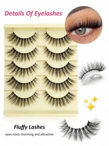 5 Pairs Rikuaild Fluffy False Eyelashes, Transparent Band, Natural & Soft, Criss-Cross Thin Cat Eye Lashes, Faux Mink Full Strip Lashes - Lông mi  mắt mèo - Xem 6