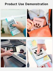 Ayotu 定制护照夹，爪印图案护照夹，个性化钱包，光滑PU皮革旅行收纳包，多功能可折叠收纳袋，可装护照、车票、卡片和其他必需品，是假日旅行、通勤、团体旅行、家庭和朋友聚会的理想选择。 - 彩色 - 查看 5