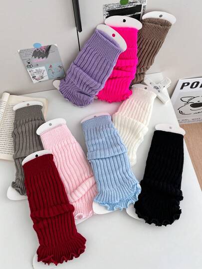 1 par de cubiertas de piernas para mujer de otoño e invierno, medias de colores caramelo con estilo de ballet de felpa suave con cubiertas de piernas lindas Y2K, cálidas