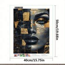 1 pieza Pintura de diamantes DIY, Arte femenino abstracto moderno en mosaico, Arte de diamantes, Decoración de pared surrealista sin marco, Adecuado para sala de estar y dormitorio, Regalo de vacaciones