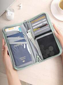 Multi-Functional RFID Blocking Travel Document Pouch With Zipper Closure, Storage Passport Bag, Anti-Theft Brush, Ideal For Bank Card, Passports, Tickets, Change And Cards, Travel Essentials, Secure Closure Holiday Vacation Passport Cover Passport Holder For Women For Family - Multicolor - View 3