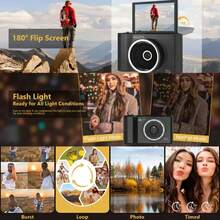 W&O 5K Digital Camera For Photography Autofocus, 2025 Newest 64MP Vlogging Camera With 32G TF Card, 1 Battery, 3 Inch 180° Flip Screen, Compact Travel Camera For Teenagers With 16x Zoom, Anti-Shake, Great Gift For Beginners - trắng - Xem 3