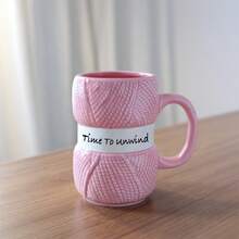1 pièce Mug en céramique de style tricoté douillet de 425 ml (14,37 oz), tasse à café colorée avec une citation inspirante, lavage à la main uniquement, micro-ondes, résistant à la chaleur, excellent cadeau pour la fête des mères, la fête des pères, Noël