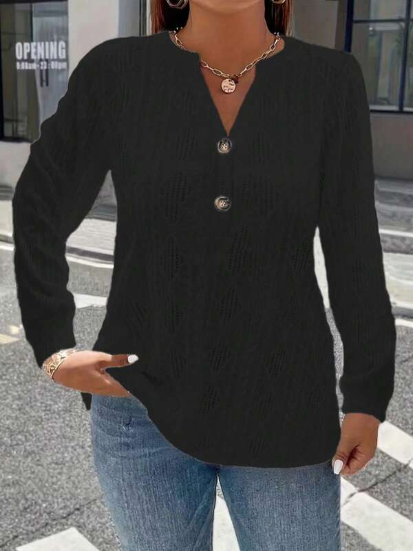 Nouveau T-shirt ample à col en V, style européen et américain, manches courtes. Blouse jacquard de couleur unie pour femmes, printemps/été