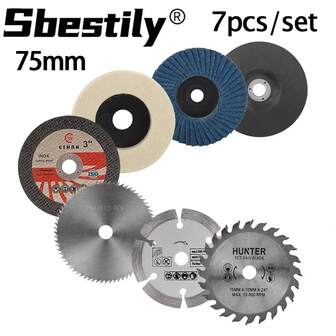 7 件 3 英寸 75 毫米切割片 羊毛抛光轮 木材金属金刚石切割片 角磨机砂轮