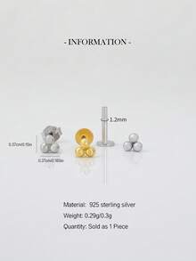 1 chiếc khuyên môi hình tam giác bằng bạc Sterling 925 | Khuyên môi phẳng ít gây dị ứng | Thích hợp cho nữ giới đeo hàng ngày (Bán lẻ, không phải bán theo cặp) - Nhiều màu - Xem 5