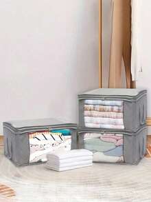 1/3/6/10pcs Foldable Home Storage Bags, Household Organizer For Clothes, Bedding, Sweaters, Pillows And Closet Storage