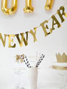 kumozawa 1set Happy New Year Banner, Gold New Year's Eve Party Background Decoration Banner, Suitable For Decorating 2026 New Year Party, New Year's Eve Party Decoration Balloons, New Year's Party Supplies, 2026 New Year Party Decoration, Applicable To 2026 New Year Party Family Gathering