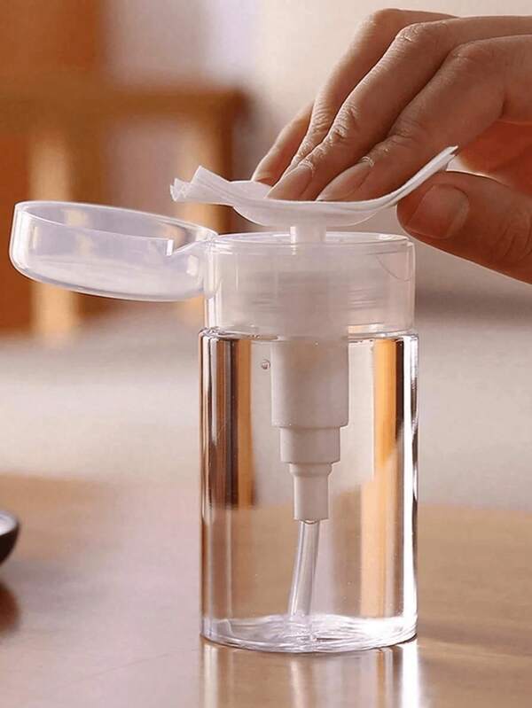 1pc Clear Press Bottle, Reusable, Push Down Pump Dispenser, Empty Cosmetic Acetone Container Travel Bottle Pump Travel Accessories Dormitory Bathroom EssentialsTravel Essentials ,Travel Organizer For Beach ,Summer Vacation Back To School