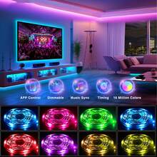 HBOWMDJIA 16ft-300ft Long Strip Light With APP Control And Remote Control, That Sync To Music, Adjustable Speed And Brightness, Color Changing LED Lights For Bedroom, Living Room, Family And Friends Reunion, TV Backlight, Halloween Atmosphere Creation And Christmas Party