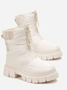 Women's Chunky Platform Snow Boots Casual Winter - Beige - View 4