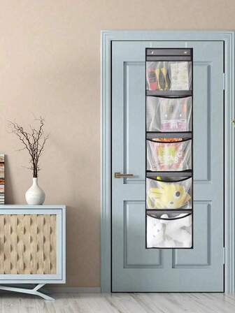5 Pocket Non-Woven Fabric Hanging Storage Bag, Large Size Organizer For Door, Cabinet, Bathroom, Suitable For Storing Underwear, Toys, Toiletries, Miscellaneous Items, Clothes, Socks, Dorm Storage Bag, Wardrobe Organizer, Room Decor, Home Decor, Organization And Storage, Storage Organizer, Closet Organization And Storage, Storage Pouch, Organizer, Bathroom Organization And Storage, Bathroom Storage Container, Bathroom Accessories, Halloween