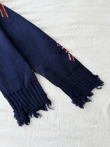 Áo len chui đầu dài tay in hình cờ Anh quốc Millennium Street, dáng rộng, giản dị, rách rưới - Màu xanh lam - Xem 6