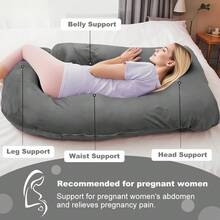Pregnancy Pillow, Maternity Pillow For Pregnant Women 60 Inch, U Shaped Pregnancy Pillows For Sleeping, Full Body Pillow,Pregnant Women Must Have With Removable Cover, Black Velvet - Black - View 2