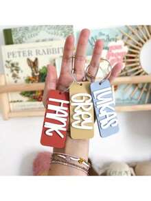 1PC Custom Acrylic Keychain, Many Colors To Choose From, Customizable Name, Personalized, Unique, Fashionable, Ideal Gift For Women, Ideal Gift For Men, Practical, Reusable, Lunch Box Tag, Backpack Tag, Anniversary Gift, Party Gift,Trinkets, For Her - Multicolor - View 6