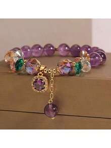 Luxurious Amethyst Bead Bracelet, Rough Decoration - Ladies' Elegant Jewelry, Daily Wear, Mother's Day, Year Round Fashion Accessories - Purple - View 4