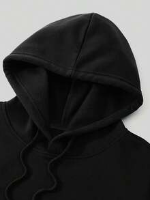 1pc Sudadera casual para hombre con estampado geométrico y frase inspiradora, tejido de punto de poliéster, ligera elasticidad, cuello con capucha, ajuste regular, temporada primavera/otoño - Lo desconocido tiene infinitas posibilidades de diseño. C8HC - Negro - Ver 4
