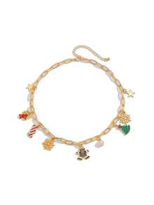 1 Set Christmas Fashionable Bell Christmas Tree Necklace Bracelet Earrings Suit, Lightweight Luxurious Metal Feeling Clavicle Chain Suitable For Daily Wear, Party, Gift For Girlfriend, Suitable For Men And Women, Exquisite Halloween, Christmas, Teacher's Day, Holiday Gift, Birthday Gift