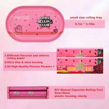 可爱迷你吸烟配件套装，包含 13*8 厘米迷你烟盘、78 毫米塑料卷烟器、78 毫米卷烟纸（2 张），适合派对、旅行、朋友礼物、万圣节、圣诞节等场合携带 - 彩色 - 查看 4