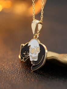 [Colar com Pingente de Caveira Multi-Elemento] Design Criativo Gótico Colar com Pingente de Caveira Destacável para Homens e Mulheres, Pingente Religioso Personalizado Multi-Elemento, Acessórios de Joias, Lembrancinhas de Festa de Halloween Assustadora, Presentes de Truque ou Travessura, Acessórios de Fantasia para Halloween, Natal e Suprimentos para Festas