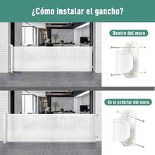 Puerta de  para niños, 300 * 86 cm, instalación sin taladrar.Adecuado para escaleras, cocina, puertas, pasillos, barreras de  para bebés - blanco - Ver 5