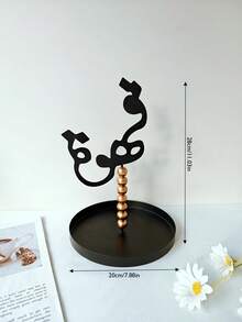 1pc Arabic Style Metal Decorative Tray, Luxury Plate For Wedding Party (Black & White), Cake Stand, Middle Eastern Tabletop Decor, Desk Organizer Dish, Jewelry Trinket Tray, Key Holder, Candy Dish, Coffee Table Centerpiece