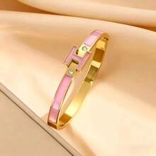 1pc 18K Gold Plated Women's H-Shaped Bracelet, Exquisite Jewelry Bracelet, Best Gift For Ladies On Easter, Christmas, Mother's Day (No Gift Box) - Letter H - View 16