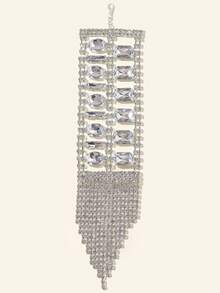 Pulsera con diamante de imitación con diseño de fleco - Plateado - Ver 6