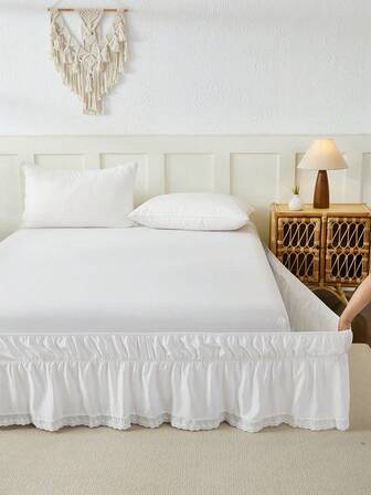 1pc French Romance Butterfly Lace Bed Skirt,Soft&Washable Elastic Polyester Fiber,Suitable For Various Bed Sizes,New Arrival