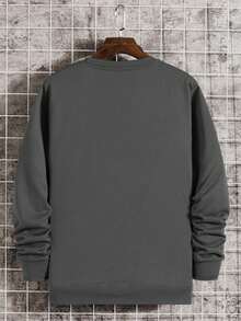 GRDR Men's Casual Solid Color Pullover Crew Neck Sweatshirt - Dark Grey - View 2
