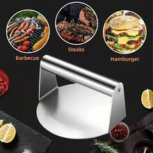 Stainless Steel Hamburger Press, Round Meat Patty Mold Non-Stick, Even Heat Distribution, Easy To Clean For Grilling And Cooking Meat Press, Burger Mold Suitable For Kitchens, Restaurants, Camping BBQs, Street Food Stalls.It's The Perfect Choice For Christmas And Halloween Parties And Gatherings.