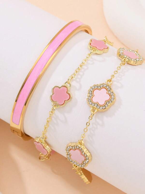 Novos acessórios de pulseiras de trevo de quatro folhas, conjunto de joias para mulheres, conjunto de pulseiras florais de outono de alta qualidade, adequado para uso diário, presente para a família