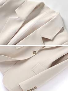 Women's Casual Business Single-Breasted Long Sleeve Blazer, Spring/Autumn - Beige - View 4