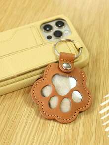 Llavero con colgante de pata de gato de cuero creativo y de dibujos animados como accesorio para prevenir la pérdida de mascotas