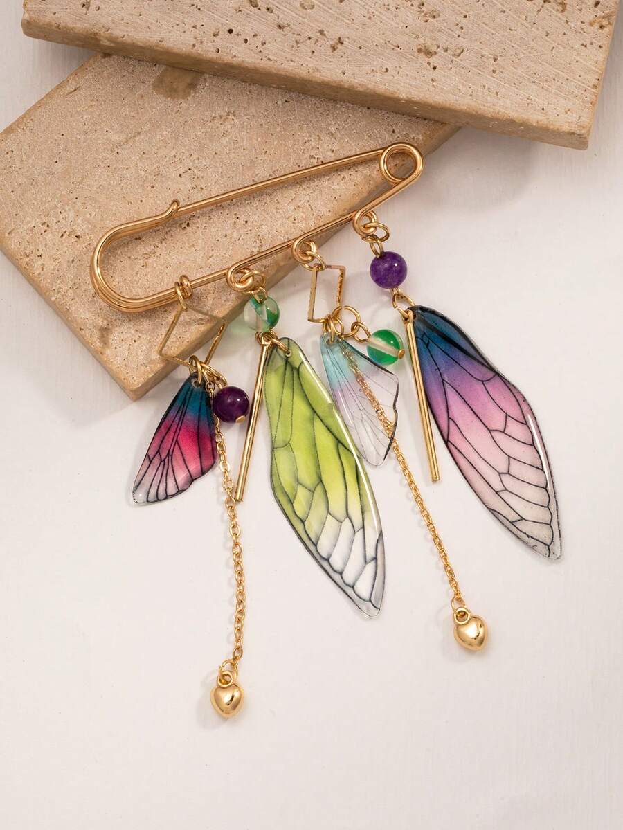 1 chiếc trâm cài áo hình cánh chim nhiều màu sắc sáng tạo, trang sức thời trang dành cho nữ, thích hợp để đeo hàng ngày - Nhiều màu - Xem 1