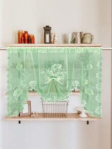 1 pieza Cortina de cocina de unicolor con diseño de bolsillo para barra, cortina transparente y ligera, adecuada como divisor de habitaciones para dormitorio, sala de estar, comedor y decoración de cocina. Cortinas de encaje floral translúcidas, elegantes y de moda, adecuadas para la decoración de la sala de estar y el dormitorio. - Multicolor - Ver 8