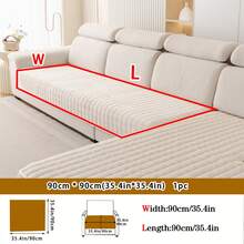 1pc Thick Warm Solid Color Milk Velvet Sofa Cushion, Style Pet-Friendly Anti-Dirty Anti-Slip Sofa Cover, Autumn/Winter Anti-Scratch Sofa Protector Suitable For L-Shaped Combination Sofa And 1/2/3/4 Seat Sofa (Single Piece Sold) - Beige - View 14