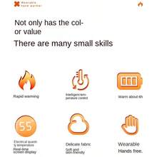 Ladies' Cat Paw Heating Warm Gloves, 2000 Mah Battery, Rechargeable, 3 Temperature Settings, Up To 3.5 Hours Of Battery Life, 36 ° C Surround Heating The Battery Level And Temperature Are Displayed In Real Time On The Screen. The Soft Fleece Is Skin-Friendly And Comfortable. The Half-Finger Gloves Are Used For Gaming, Working And Going Out To Keep Warm And Warm - 白色 - 查看 9