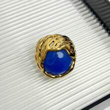 1 pieza Anillo abierto de diseño único vintage con piedra natural exagerada, ágata negra, lapislázuli, cristal blanco, lava, adecuado para mujer para uso diario, citas, vacaciones, festivales de música, fiestas, Año Nuevo, Día de la Madre, regalo del Día de San Valentín